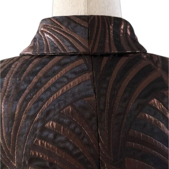 Albert Nipon Evening Blazer Jacket Black Bronze Metallic Rhinestone Buttons SZ 8 - Picture 9 of 14